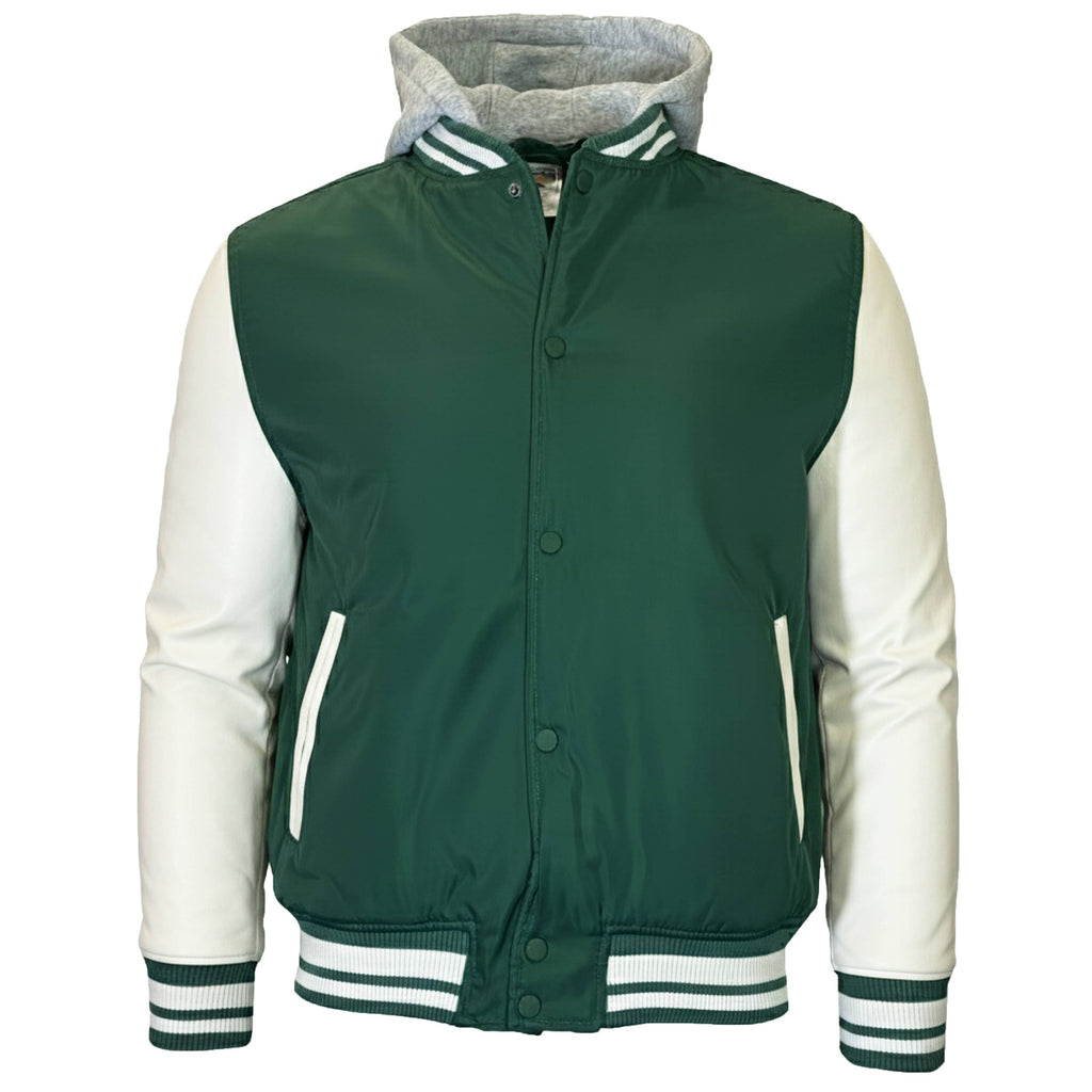 Men's Hooded Varsity Jacket with Detachable Hood