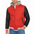 Men's Hooded Varsity Jacket with Detachable Hood