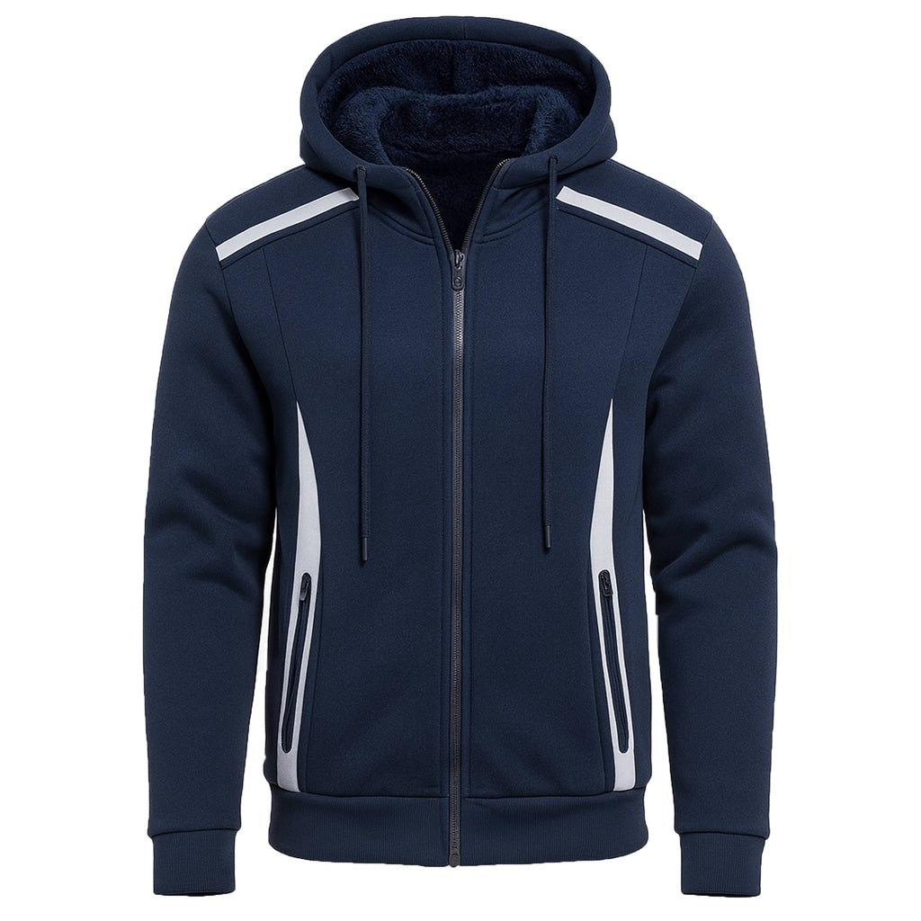 Men's Sherpa Fleece Lined Reflective Zip Hoodie