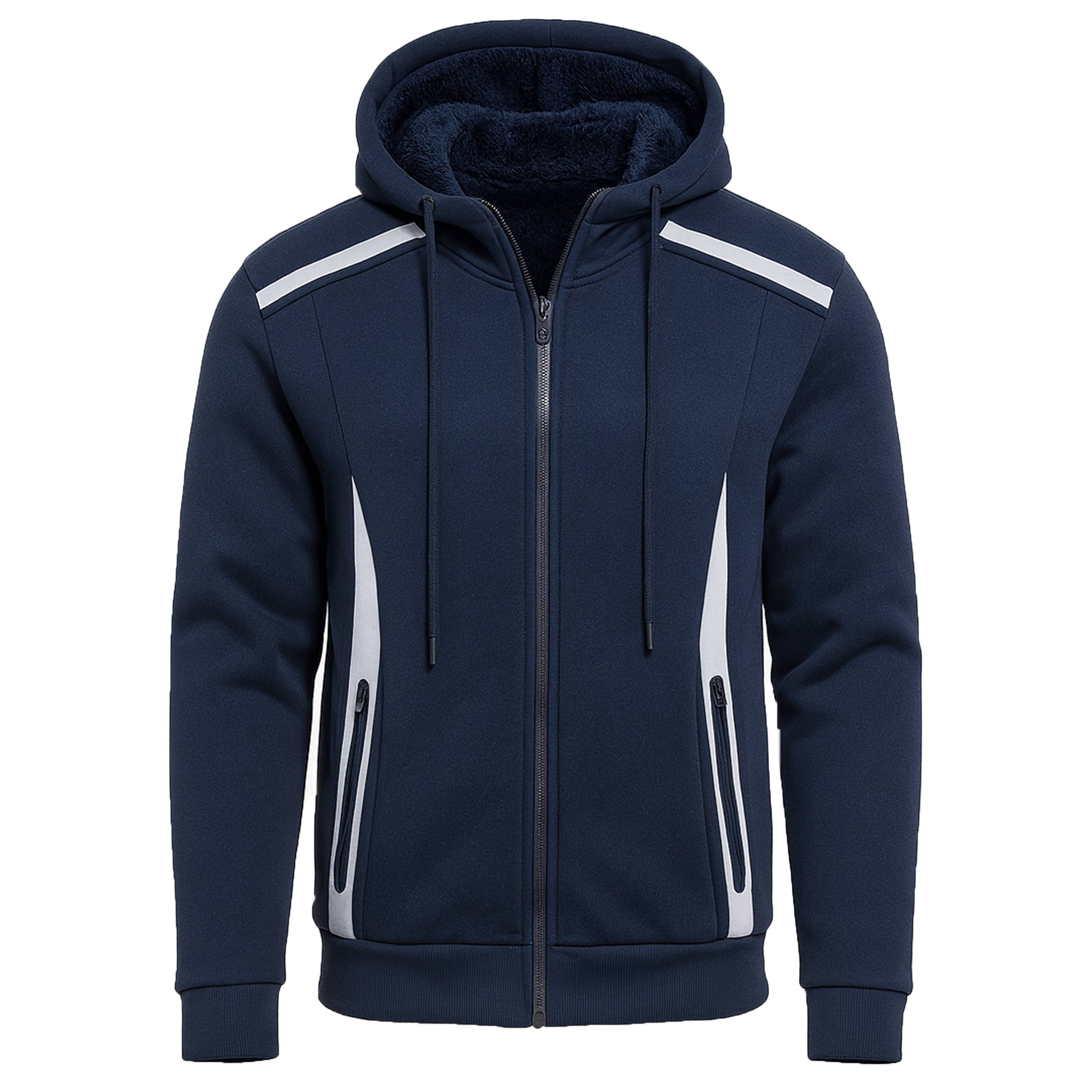 Men's Sherpa Fleece Lined Reflective Zip Hoodie