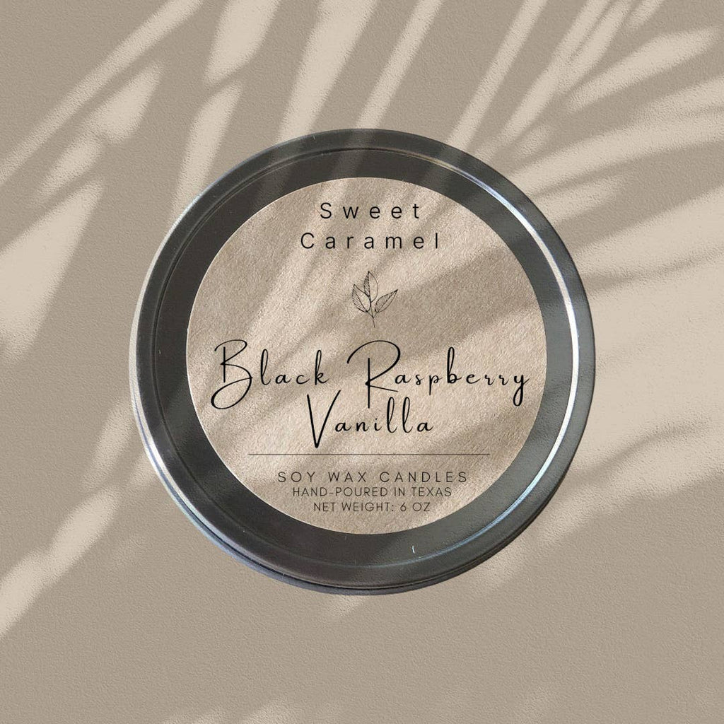 Sweet Caramel Shop - Black Raspberry Vanilla Soy Candle - 8 oz tins