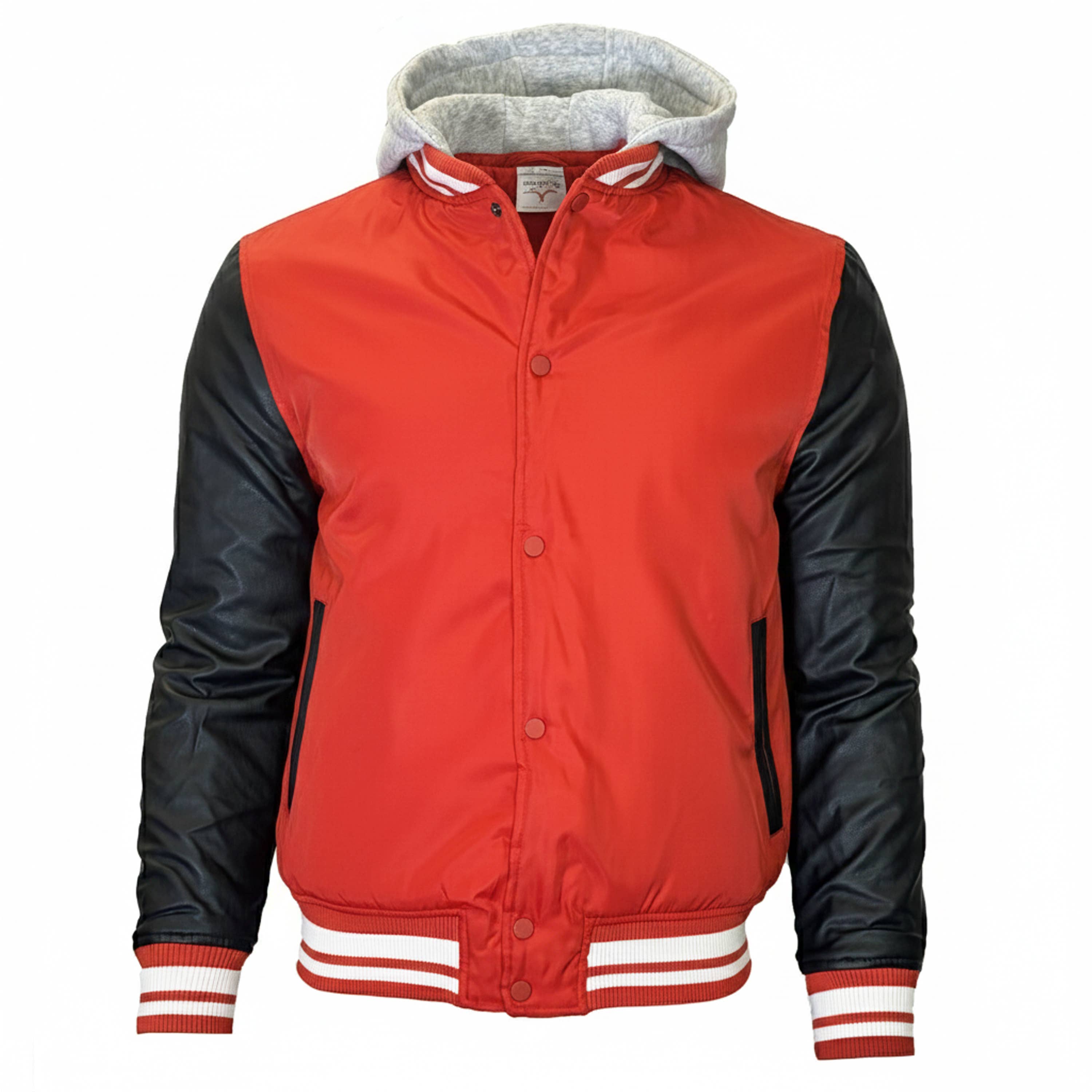 Men's Hooded Varsity Jacket with Detachable Hood