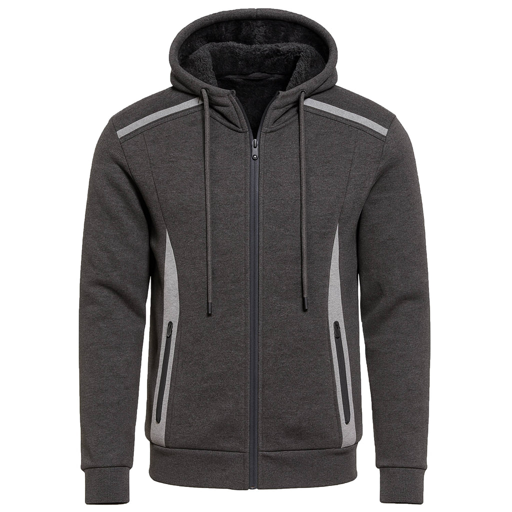 Men's Sherpa Fleece Lined Reflective Zip Hoodie