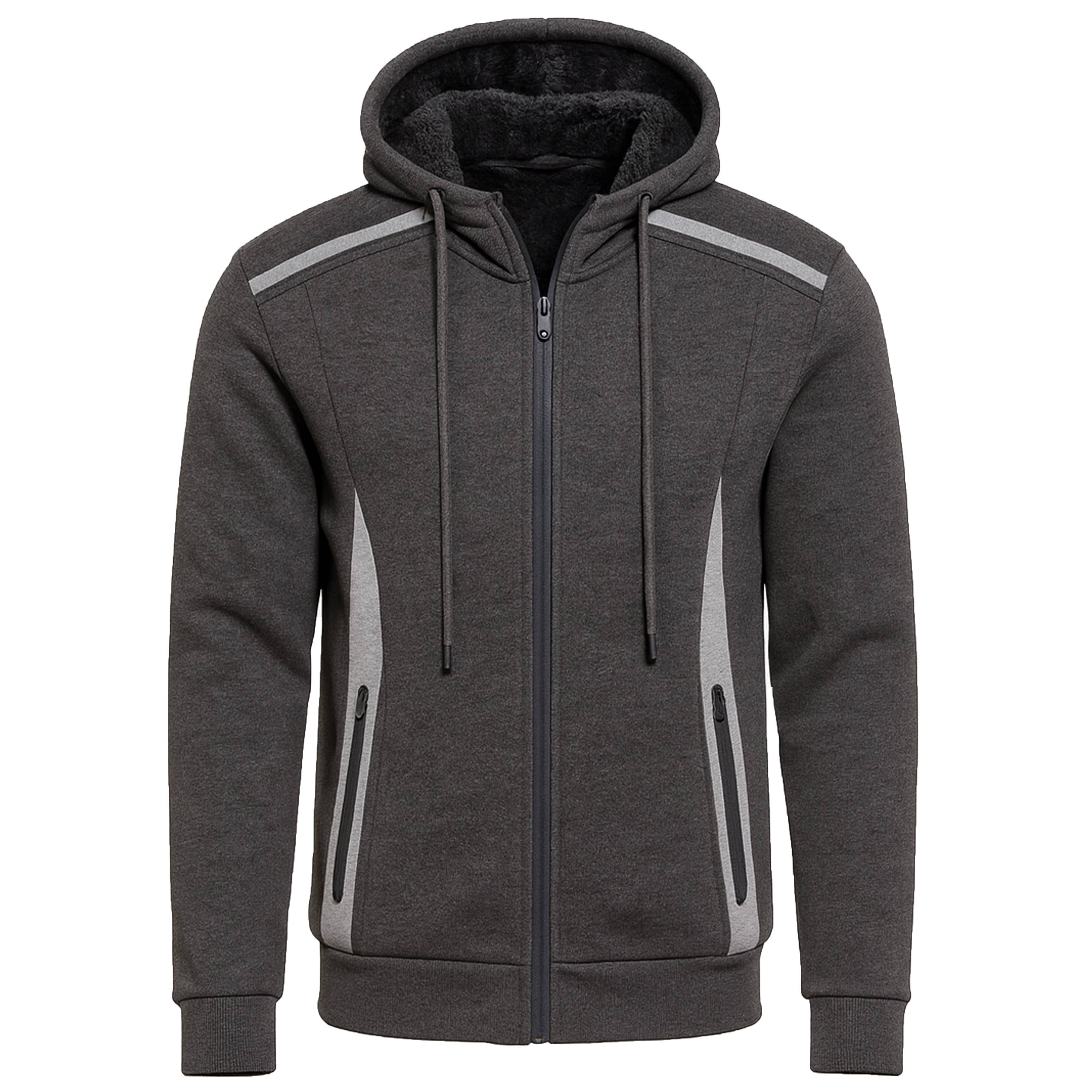 Men's Sherpa Fleece Lined Reflective Zip Hoodie