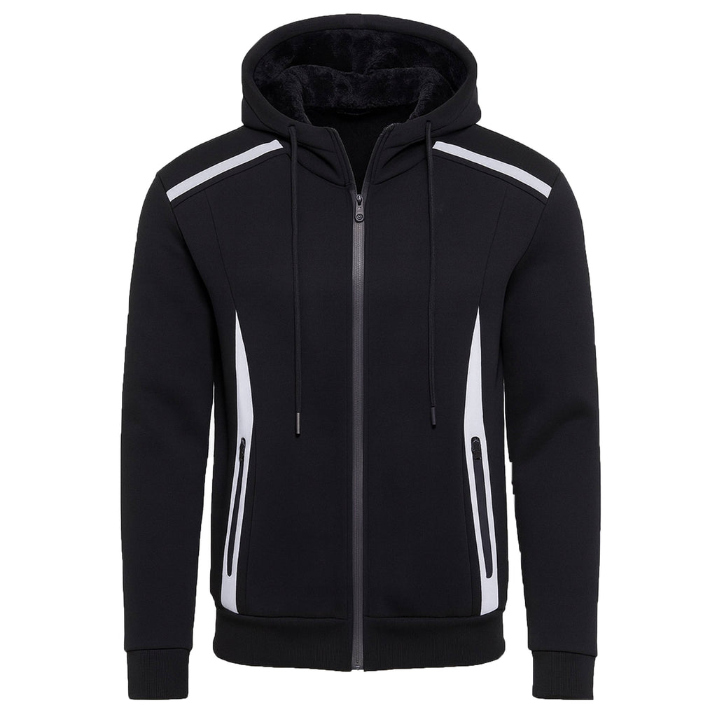 Men's Sherpa Fleece Lined Reflective Zip Hoodie