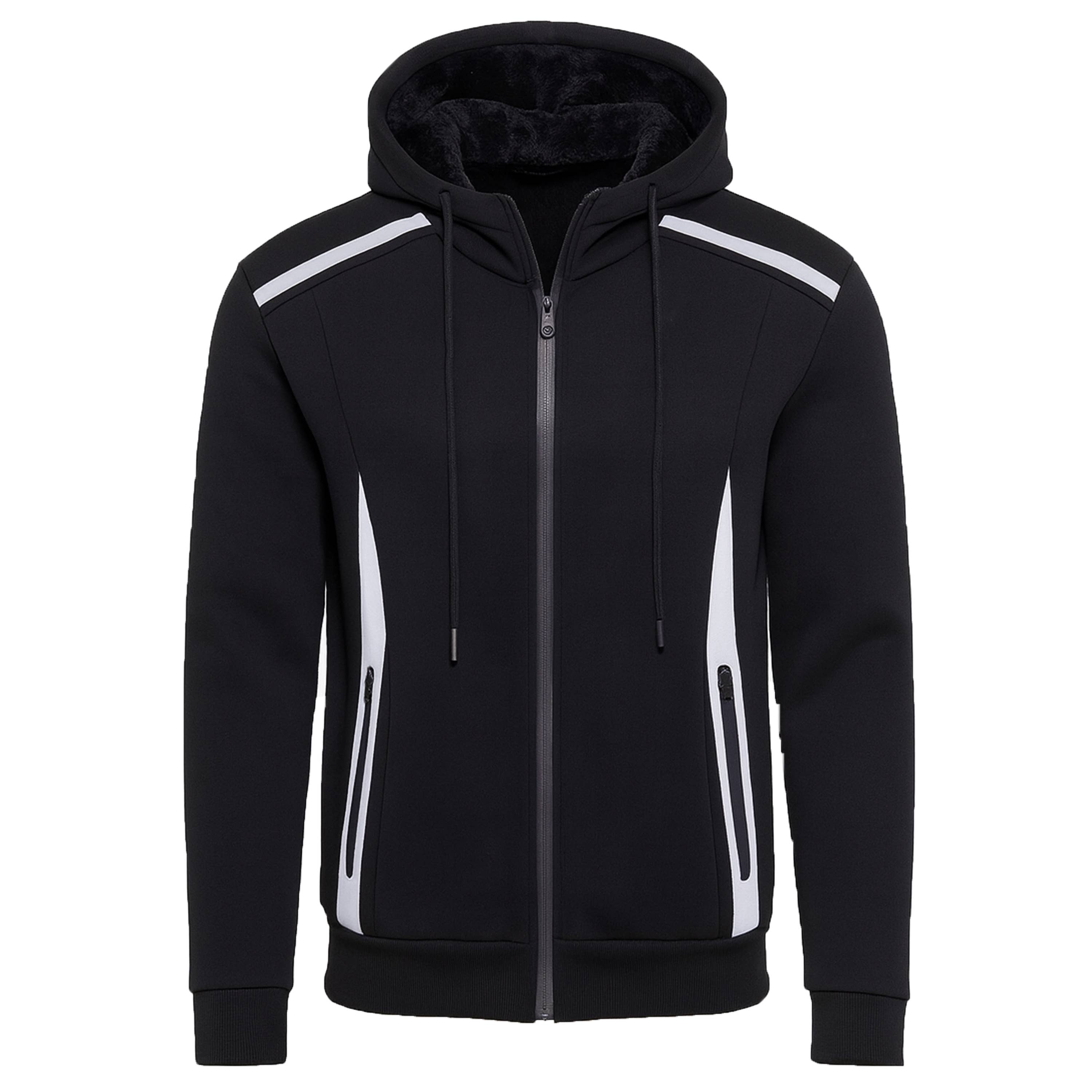 Men's Sherpa Fleece Lined Reflective Zip Hoodie